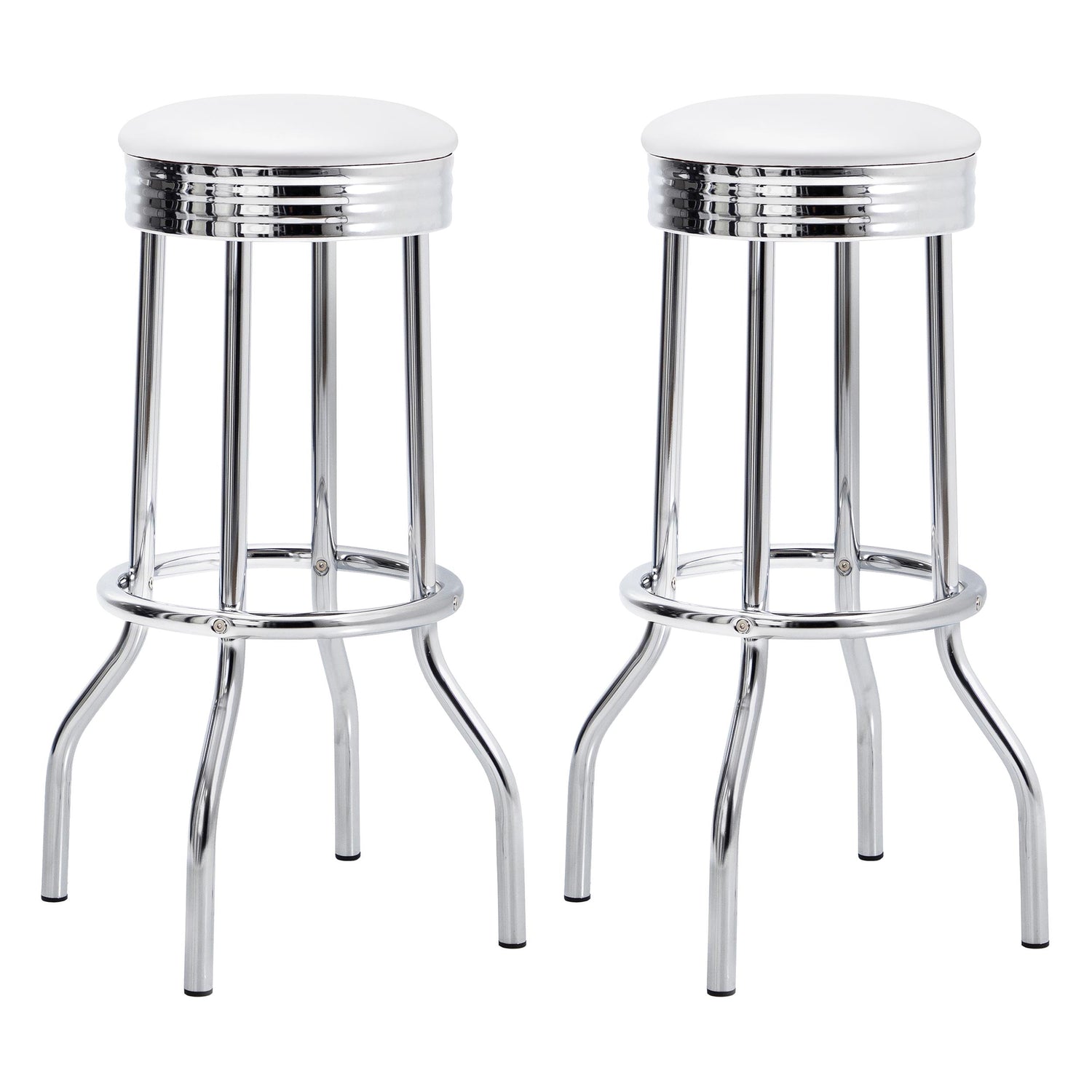 Coaster Retro Upholstered Metal Swivel Bar Stool White (Set of 2)