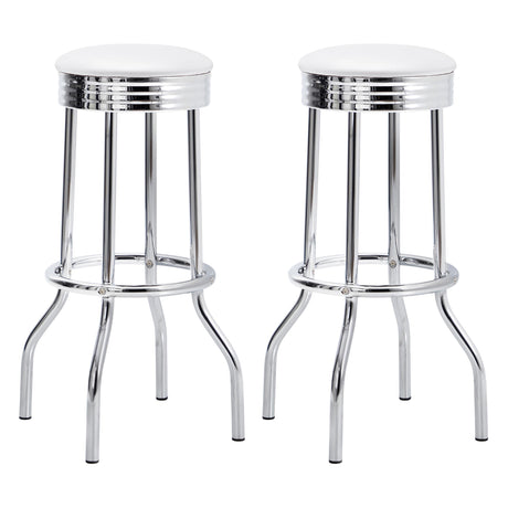 Coaster Retro Upholstered Metal Swivel Bar Stool White (Set of 2)