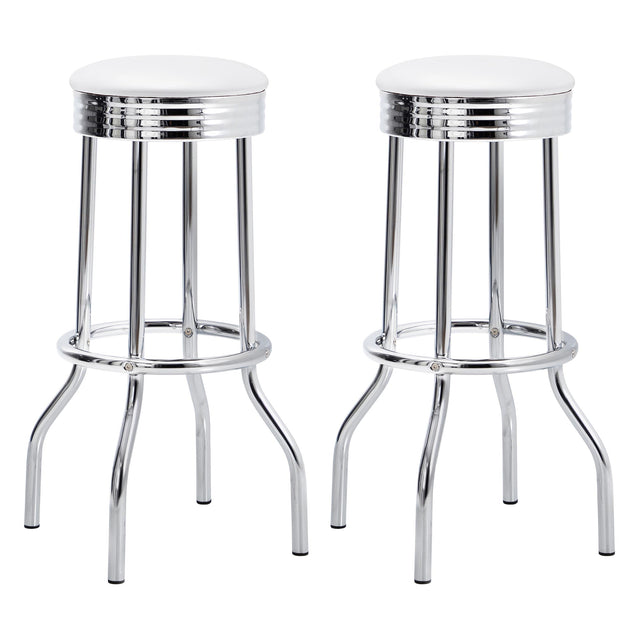 Coaster Retro Upholstered Metal Swivel Bar Stool White (Set of 2)