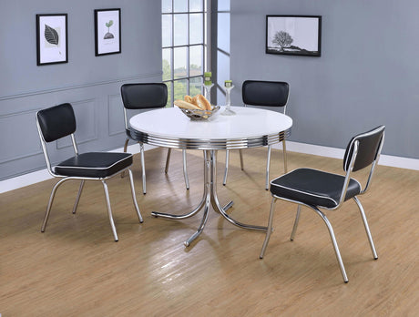 Coaster Retro 5-piece Round Dining Table Set White and Black