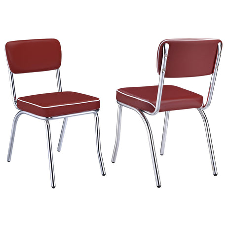 Coaster Retro Upholstered Dining Side Chair Red (Set of 2)