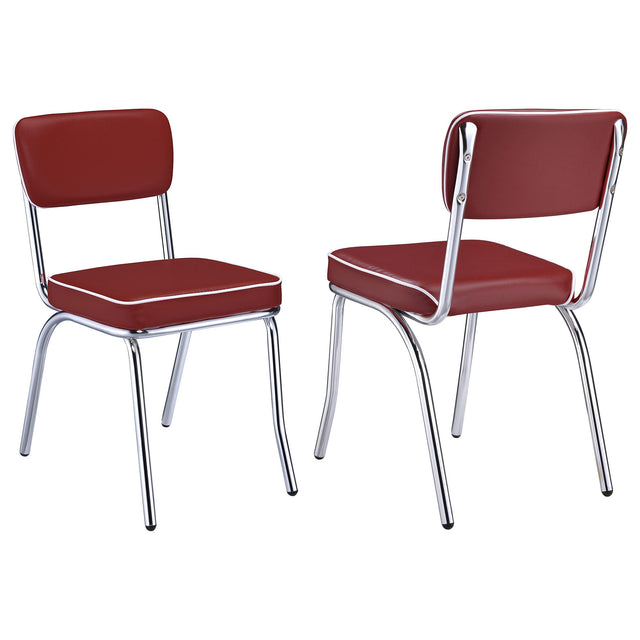 Coaster Retro Upholstered Dining Side Chair Red (Set of 2)