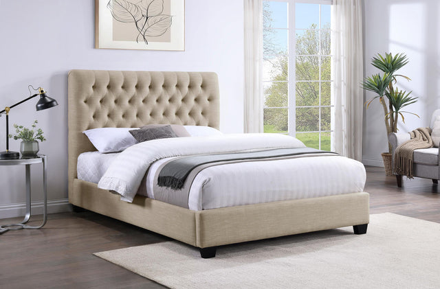 Coaster Chloe Upholstered Full Panel Bed Oatmeal