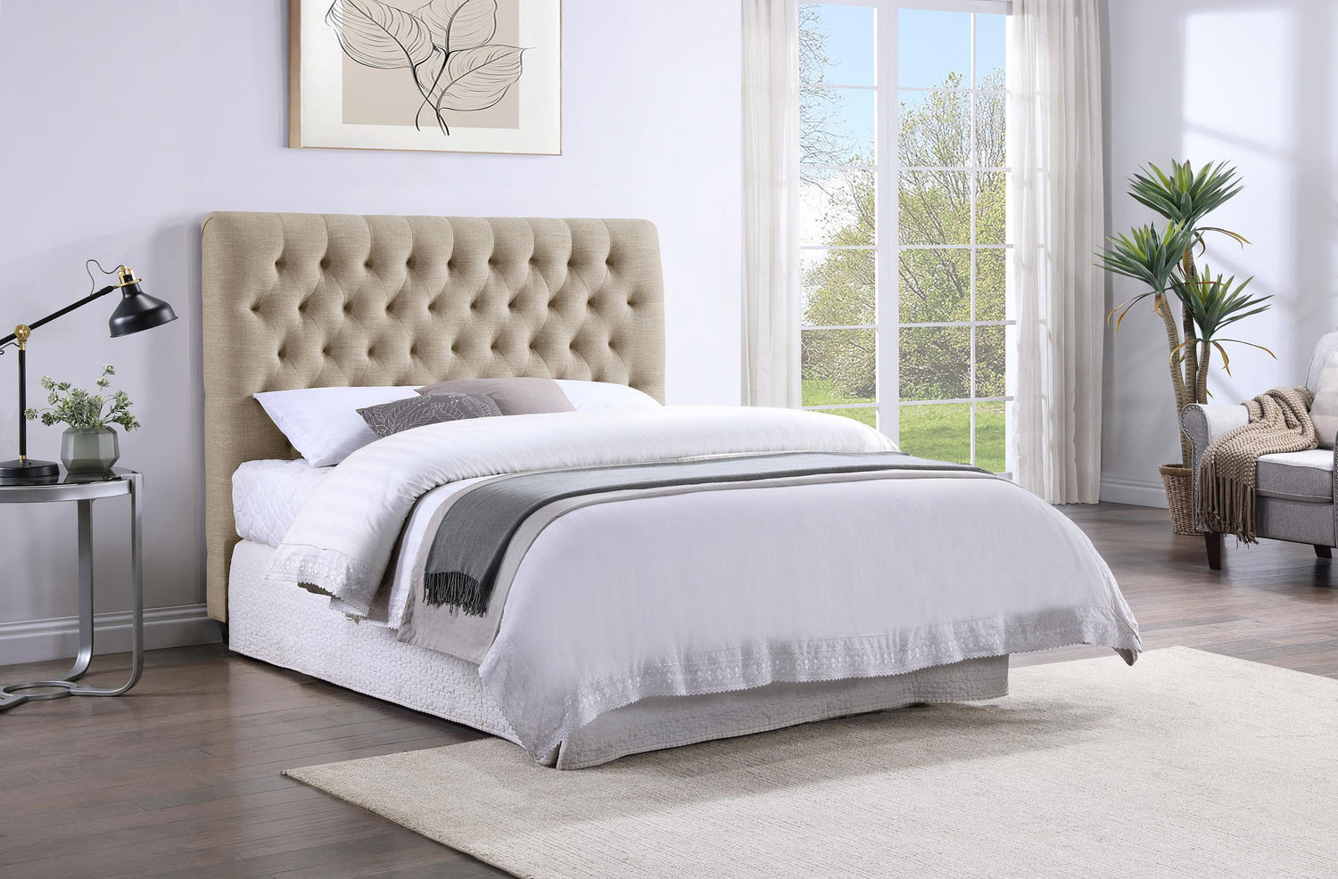Coaster Chloe Upholstered Queen Panel Headboard Oatmeal