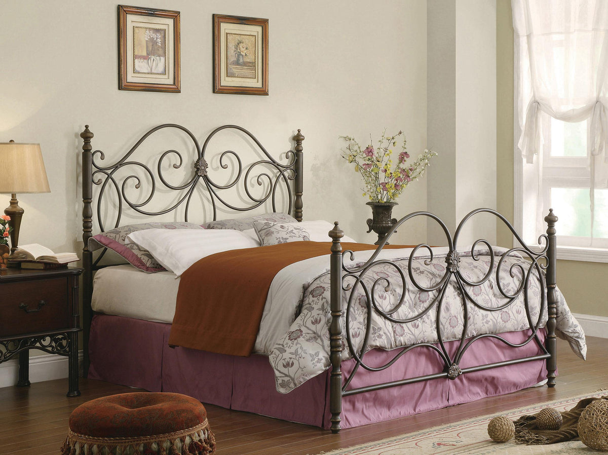 Coaster London Metal Queen Open Frame Bed Dark Bronze