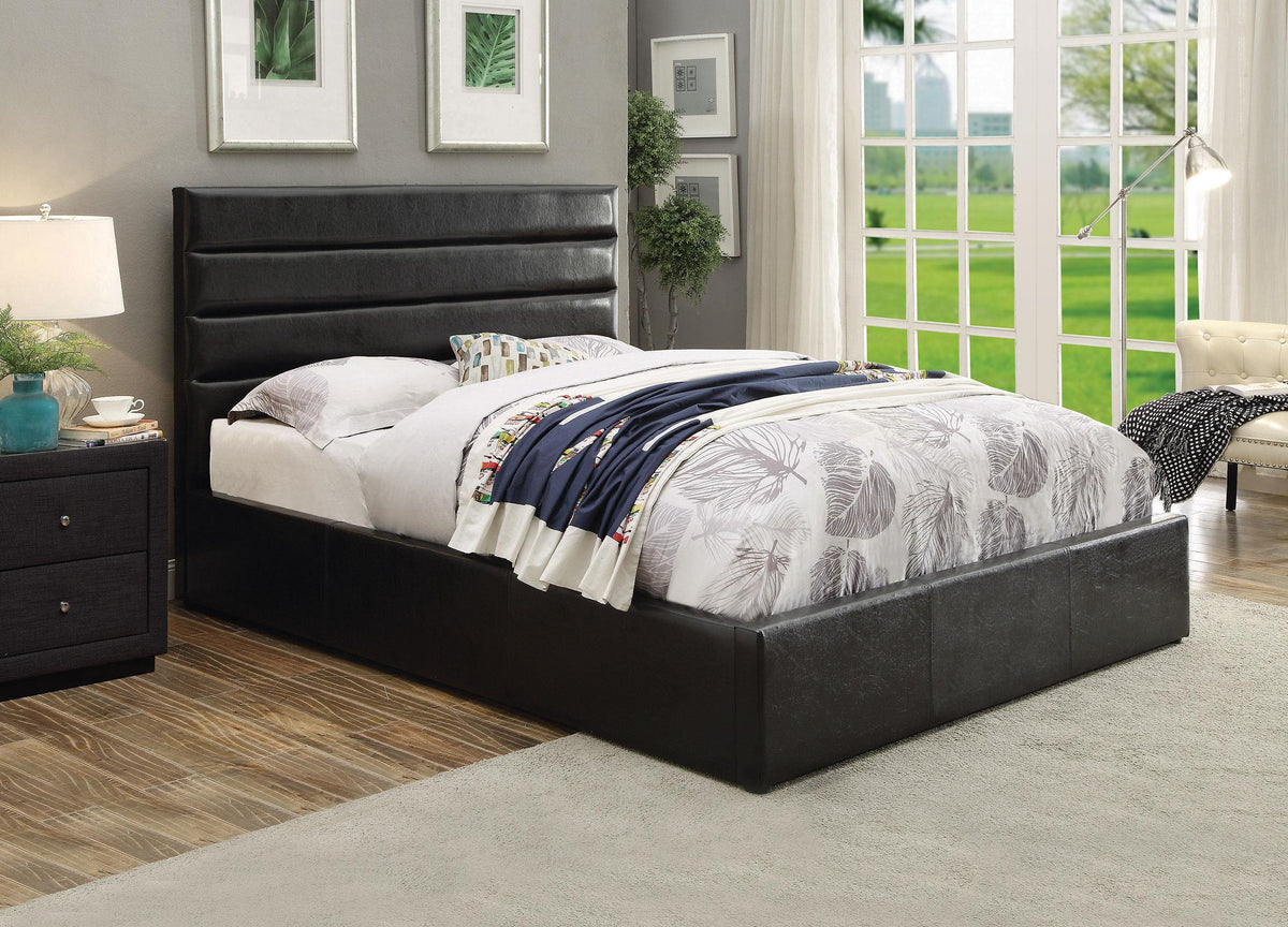 Coaster Riverbend Upholstered Queen Storage Panel Bed Black
