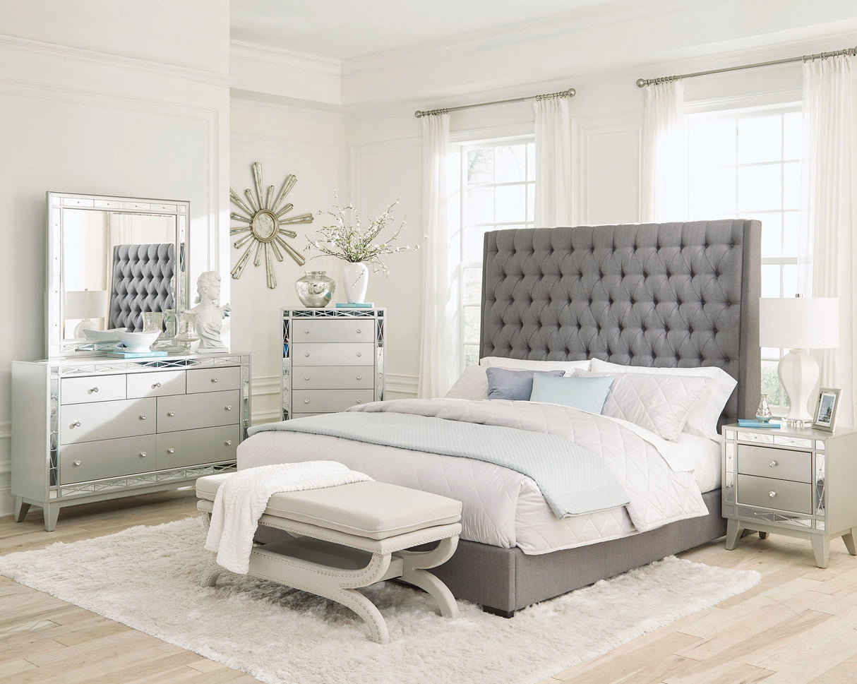Camille Bedroom Set Metallic Mercury