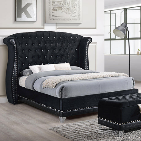 Coaster Barzini Upholstered Queen Wingback Bed Black