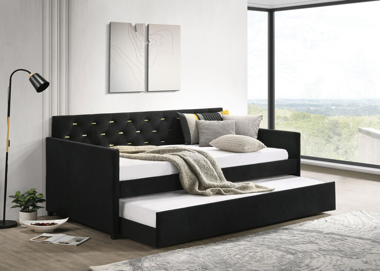 Coaster Kendall Upholstered Twin Daybed with Trundle Black