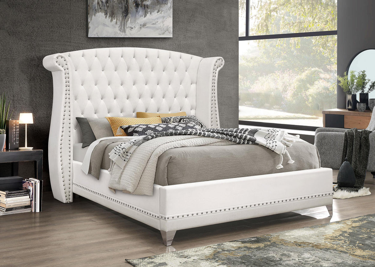 Coaster Barzini Upholstered Queen Wingback Bed White