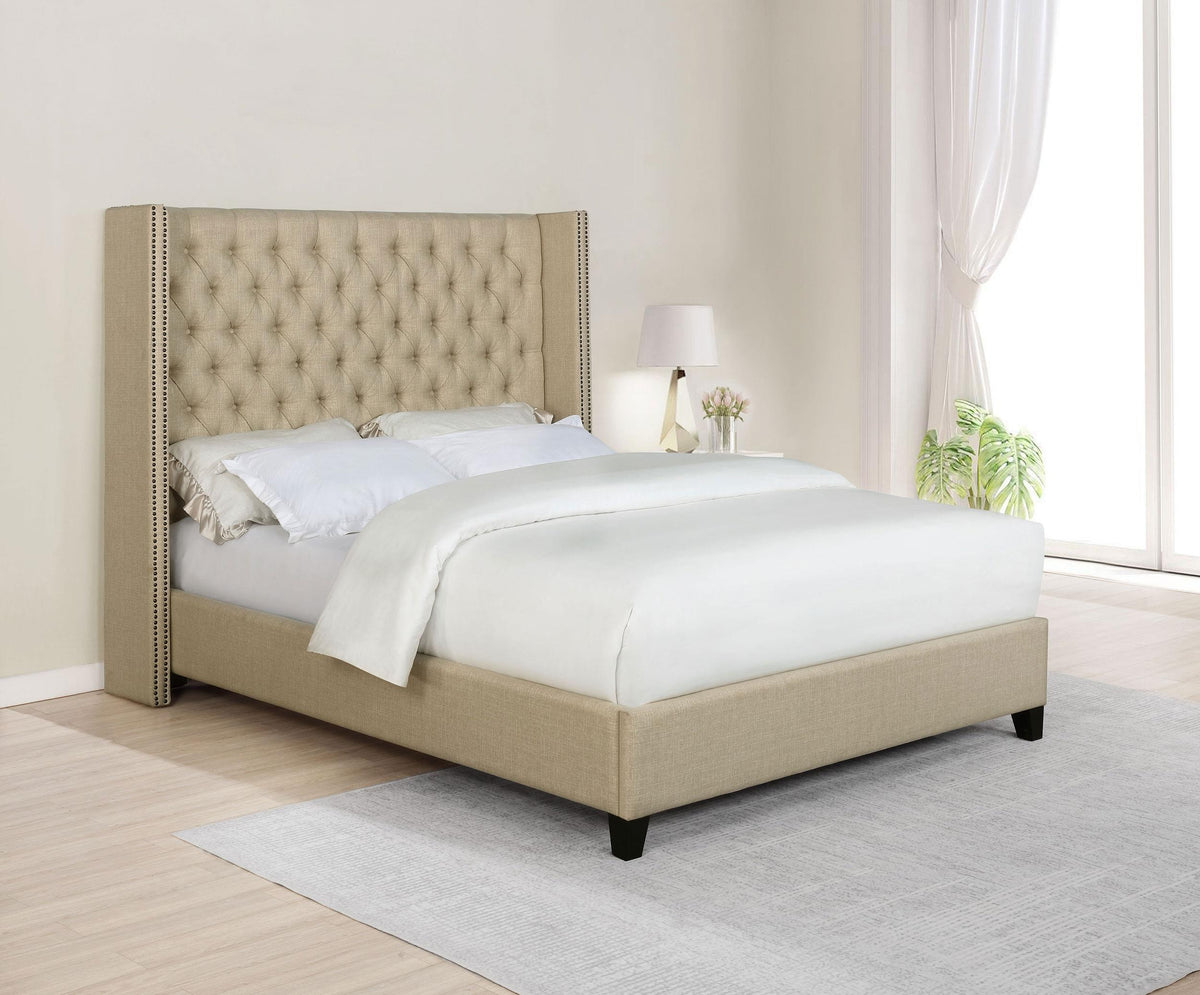 Coaster Bancroft Upholstered Wingback Full Headboard Beige