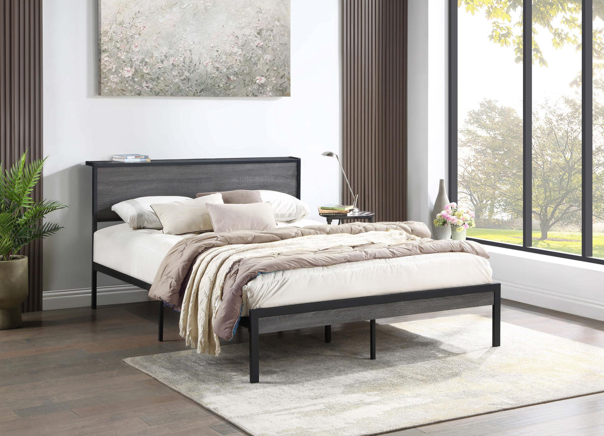 Coaster Ricky Metal Queen Panel Bed Grey