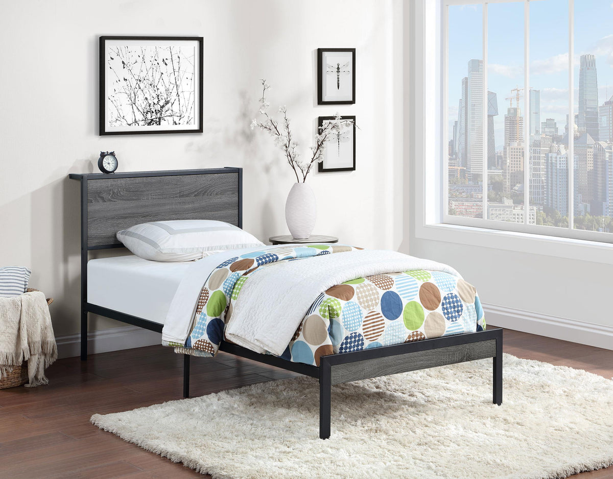 Coaster Ricky Metal Twin Panel Bed Grey