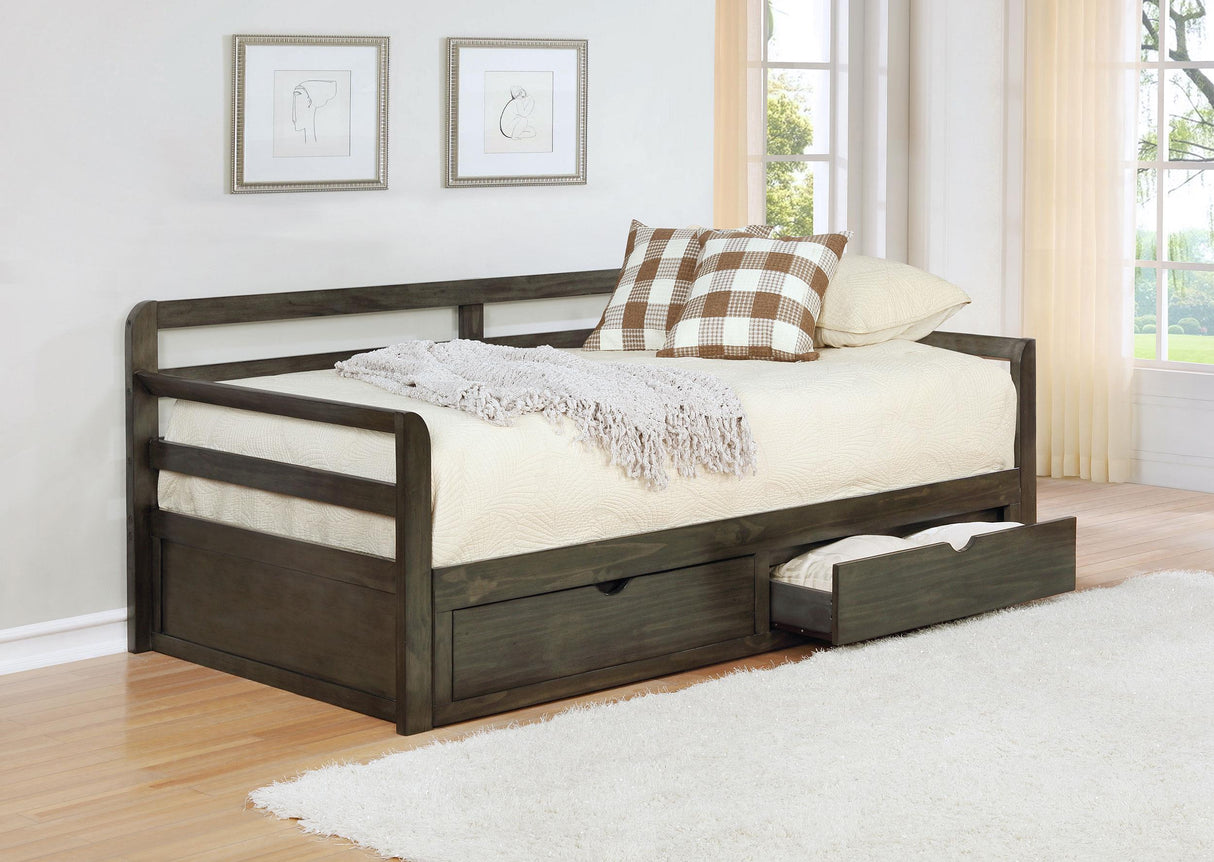 Coaster Sorrento 2-drawer Twin XL Daybed with Extension Trundle Grey