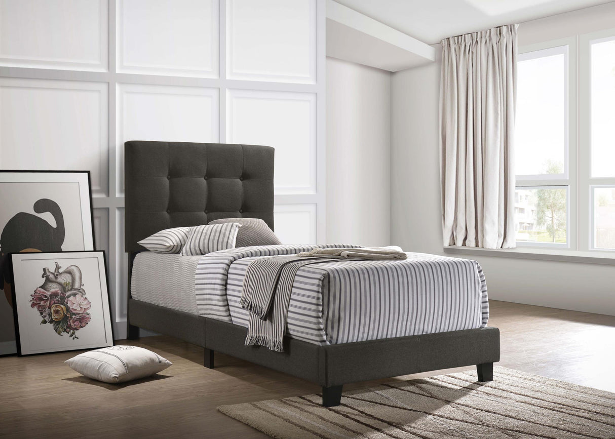Coaster Mapes Upholstered Twin Panel Bed Charcoal