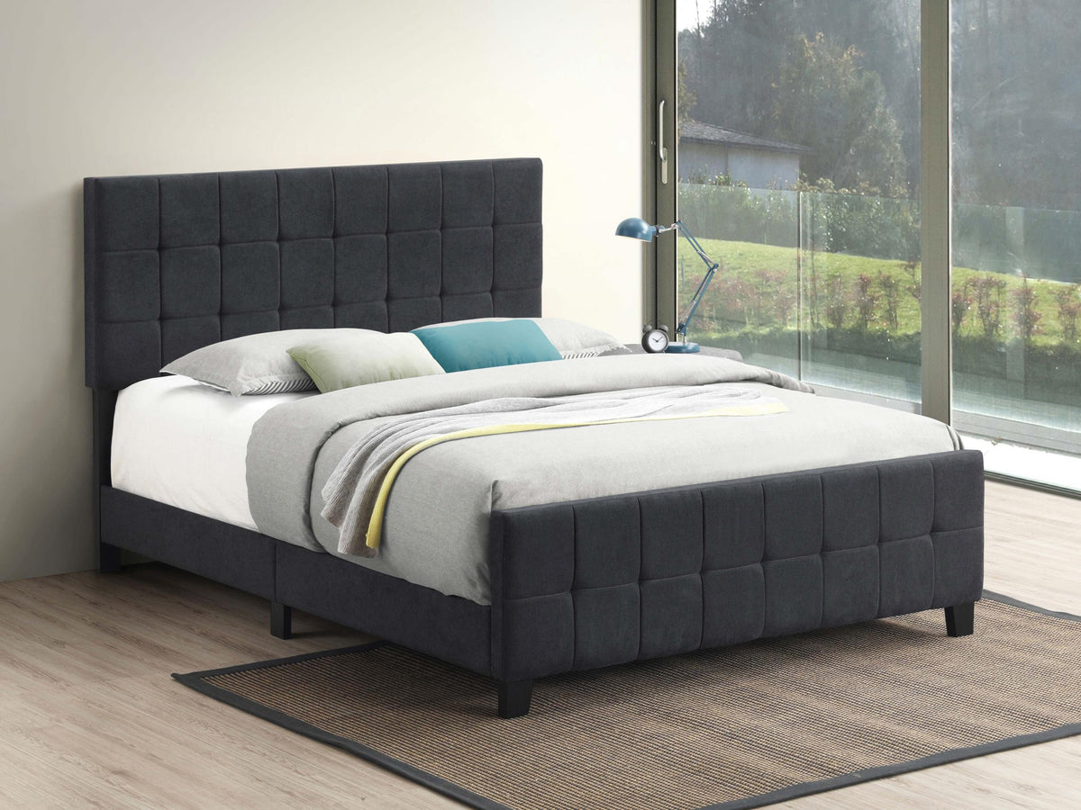 Coaster Fairfield Upholstered Eastern King Panel Bed Dark Grey