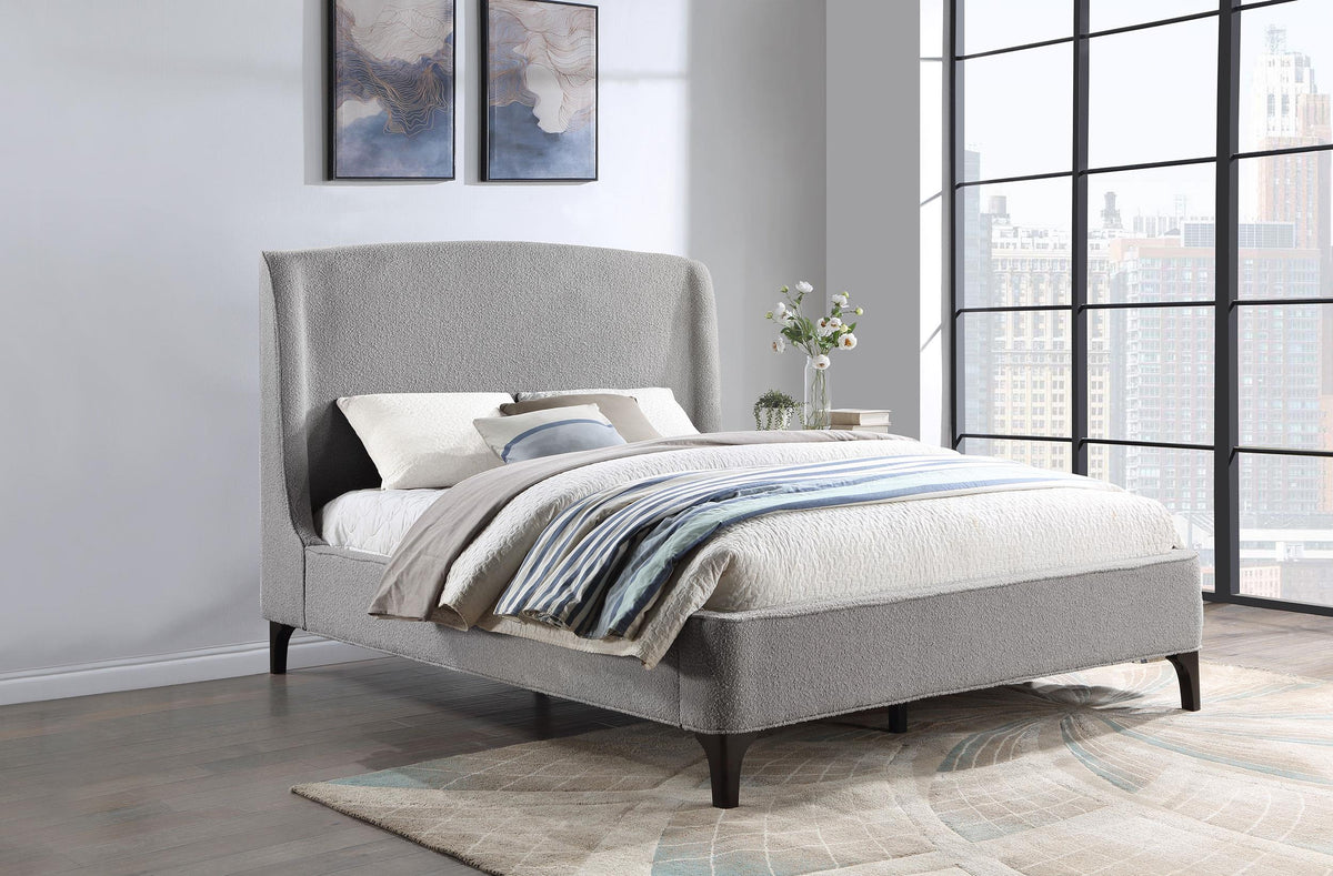Coaster Mosby Upholstered Queen Wingback Bed Grey