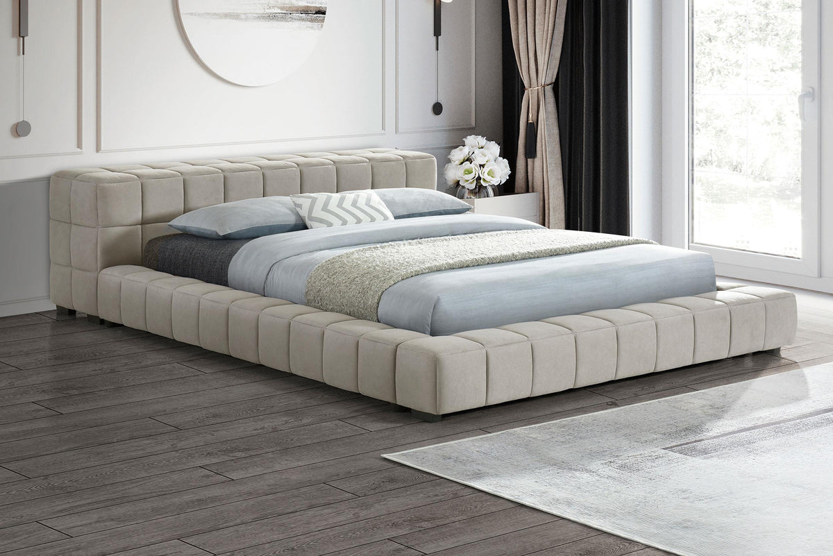 Coaster Trinity Upholstered Cal King Platform Bed Light Taupe