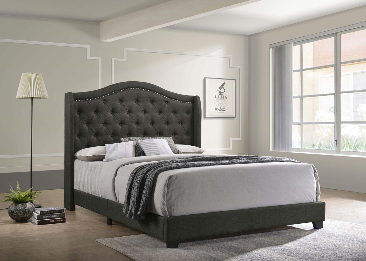 Coaster Sonoma Upholstered Full Wingback Bed Grey