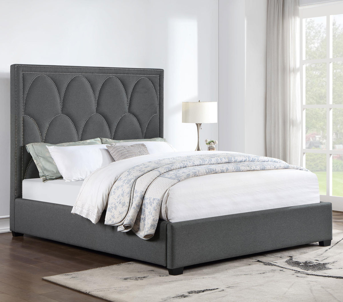 Coaster Bowfield Upholstered Queen Panel Bed Charcoal