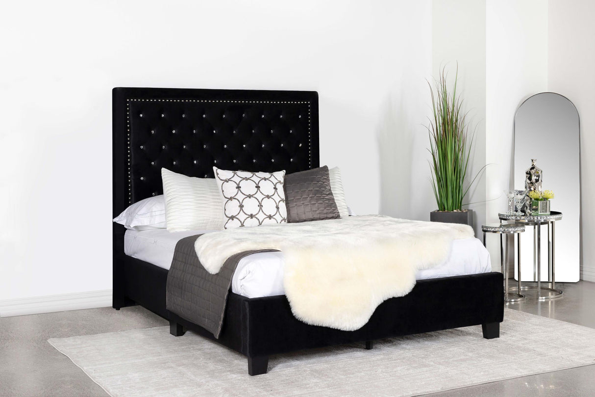 Coaster Hailey Upholstered Eastern King Panel Bed Black