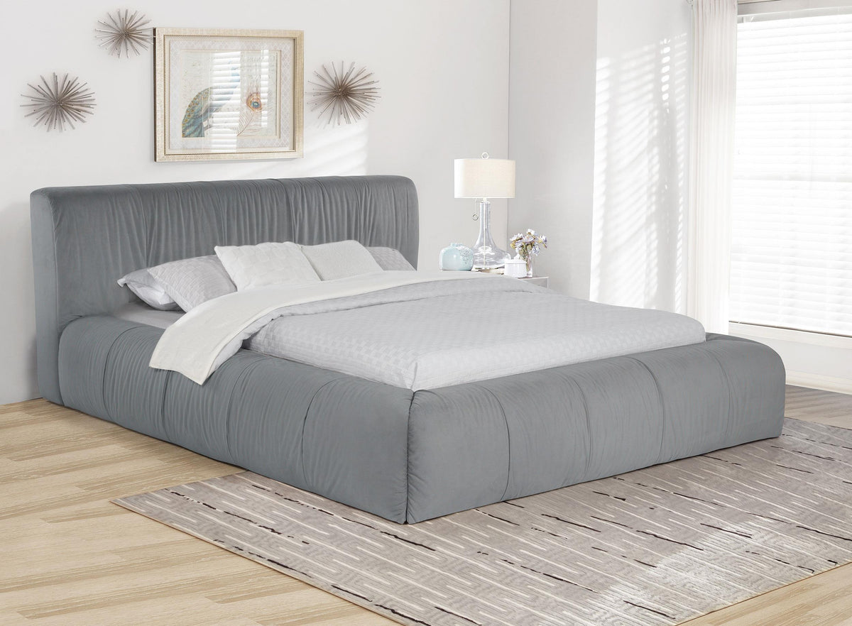 Coaster Wilshire Upholstered California King Platform Bed Grey