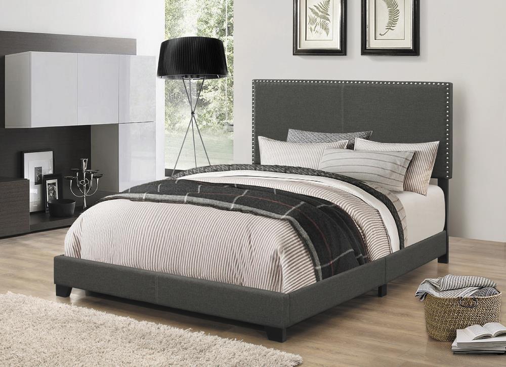 Coaster Boyd Upholstered California King Panel Bed Charcoal