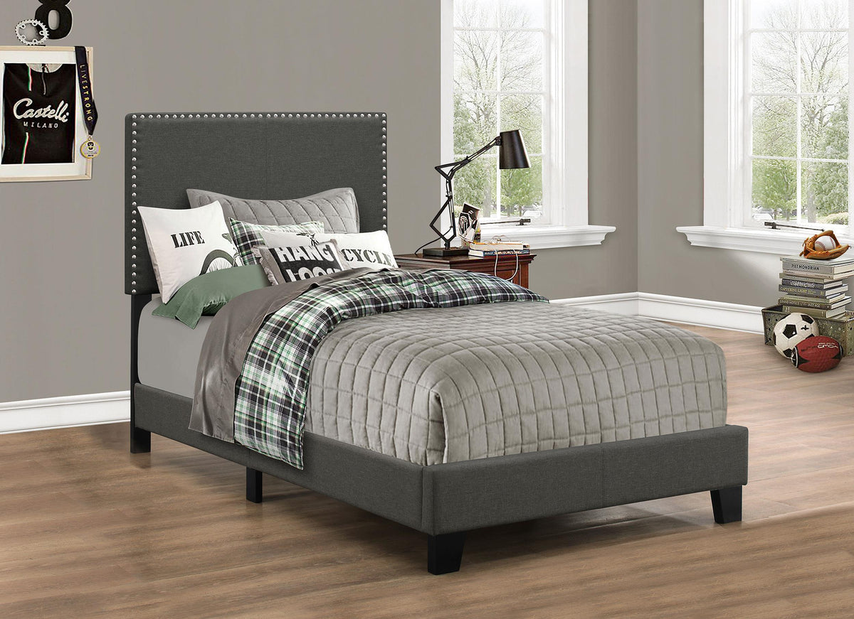 Coaster Boyd Upholstered Twin Panel Bed Charcoal