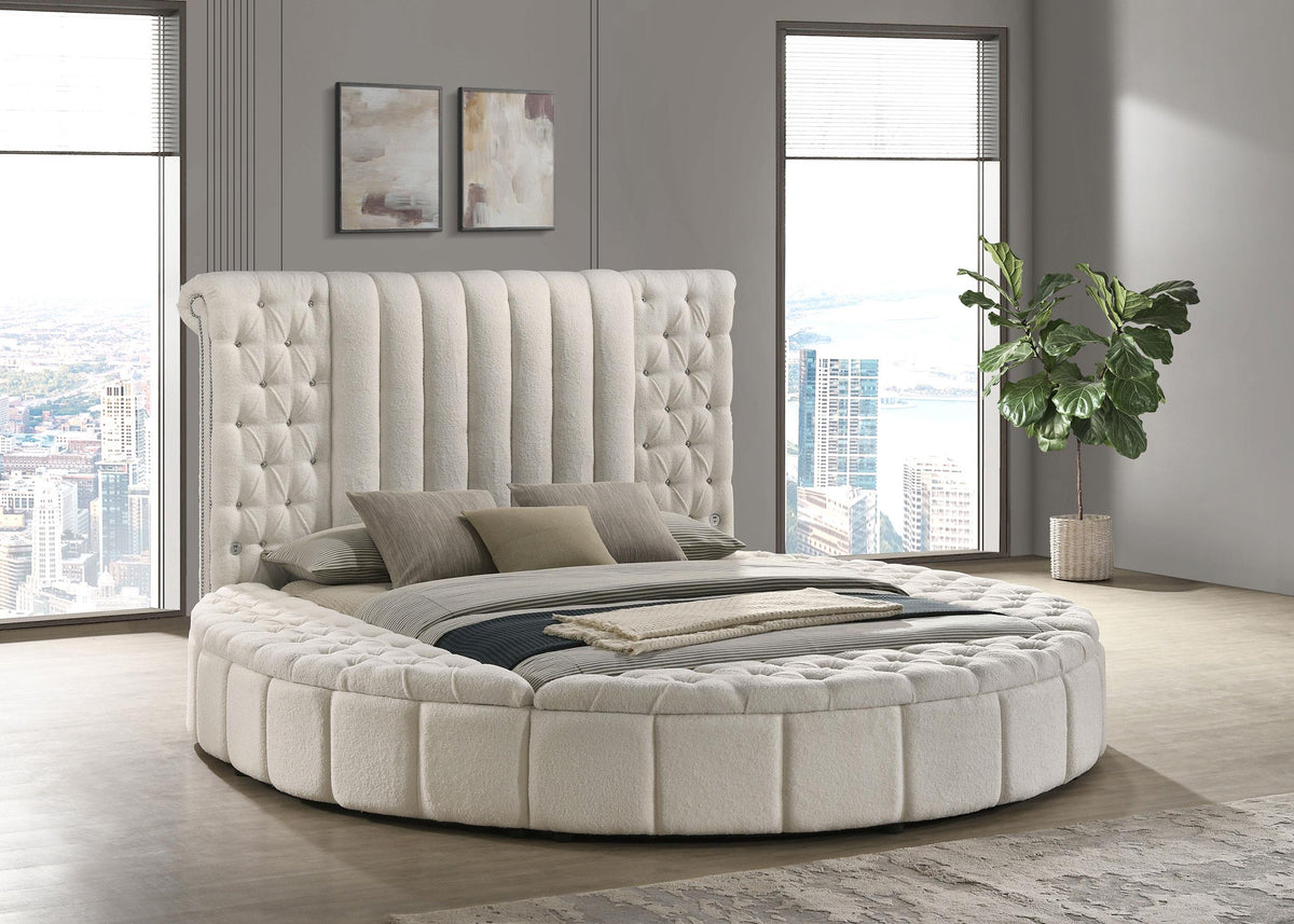 Coaster Sonya Upholstered Queen Round Storage Bed Ivory