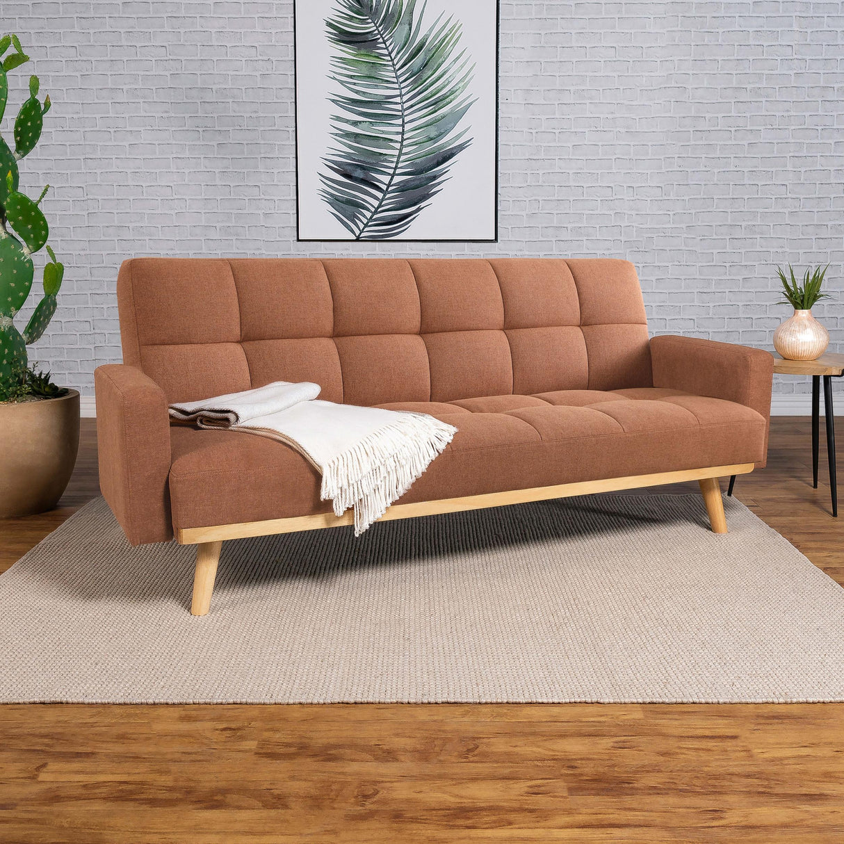 Coaster Kourtney Upholstered Tufted Convertible Sofa Bed Terracotta