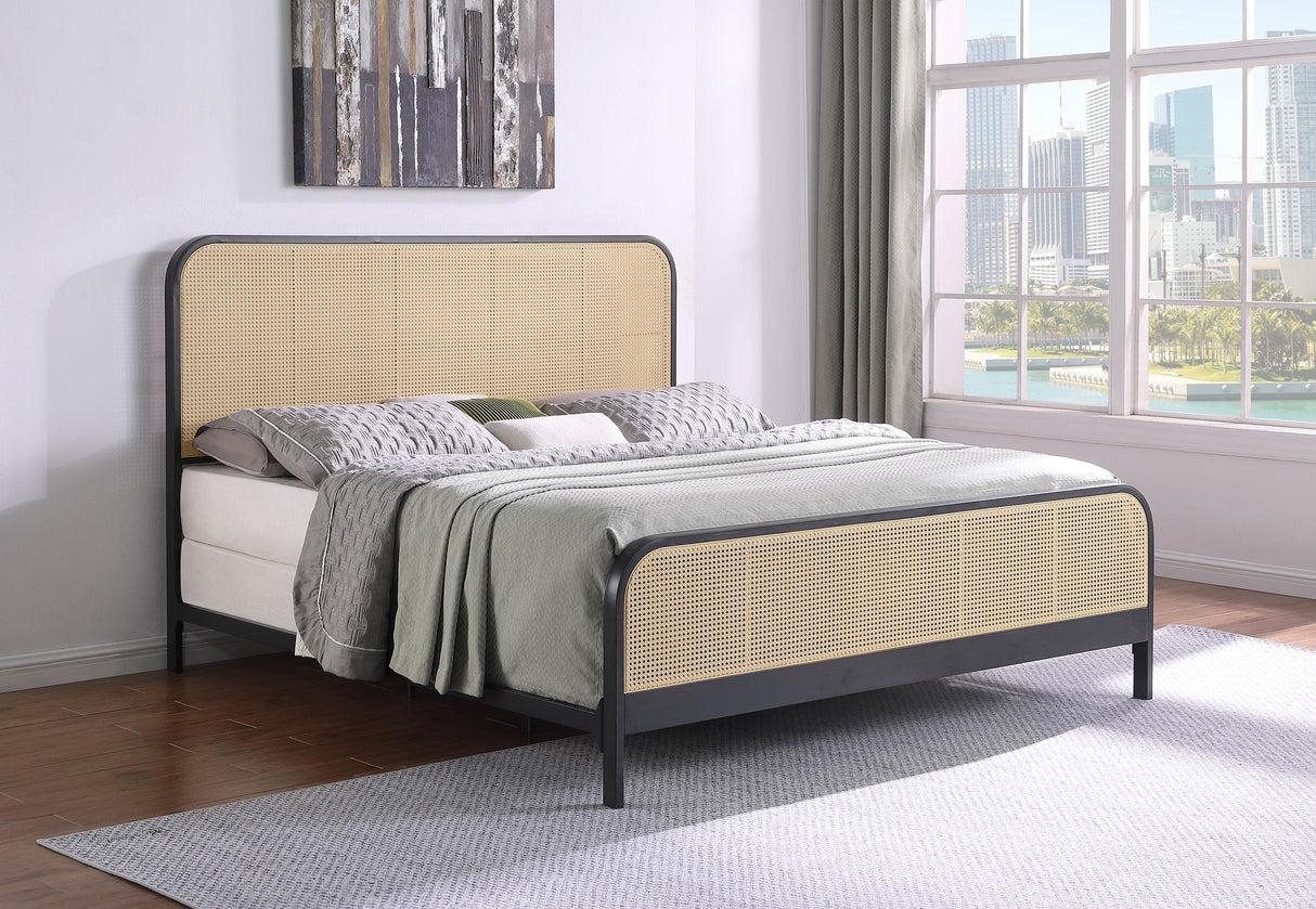 Coaster Lanewood Open Cane Webbing Metal Eastern King Bed Black