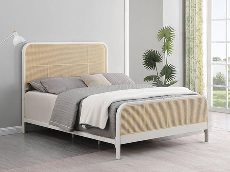 Coaster Lanewood Open Cane Webbing Metal Queen Bed White