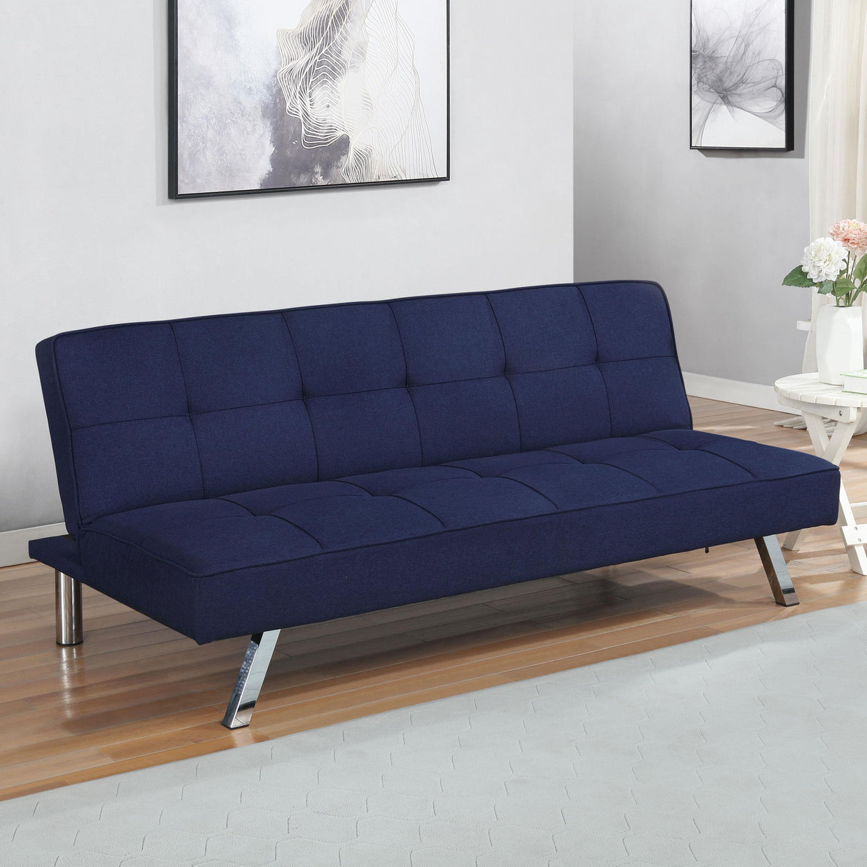 Coaster Joel Upholstered Tufted Convertible Sofa Bed Blue