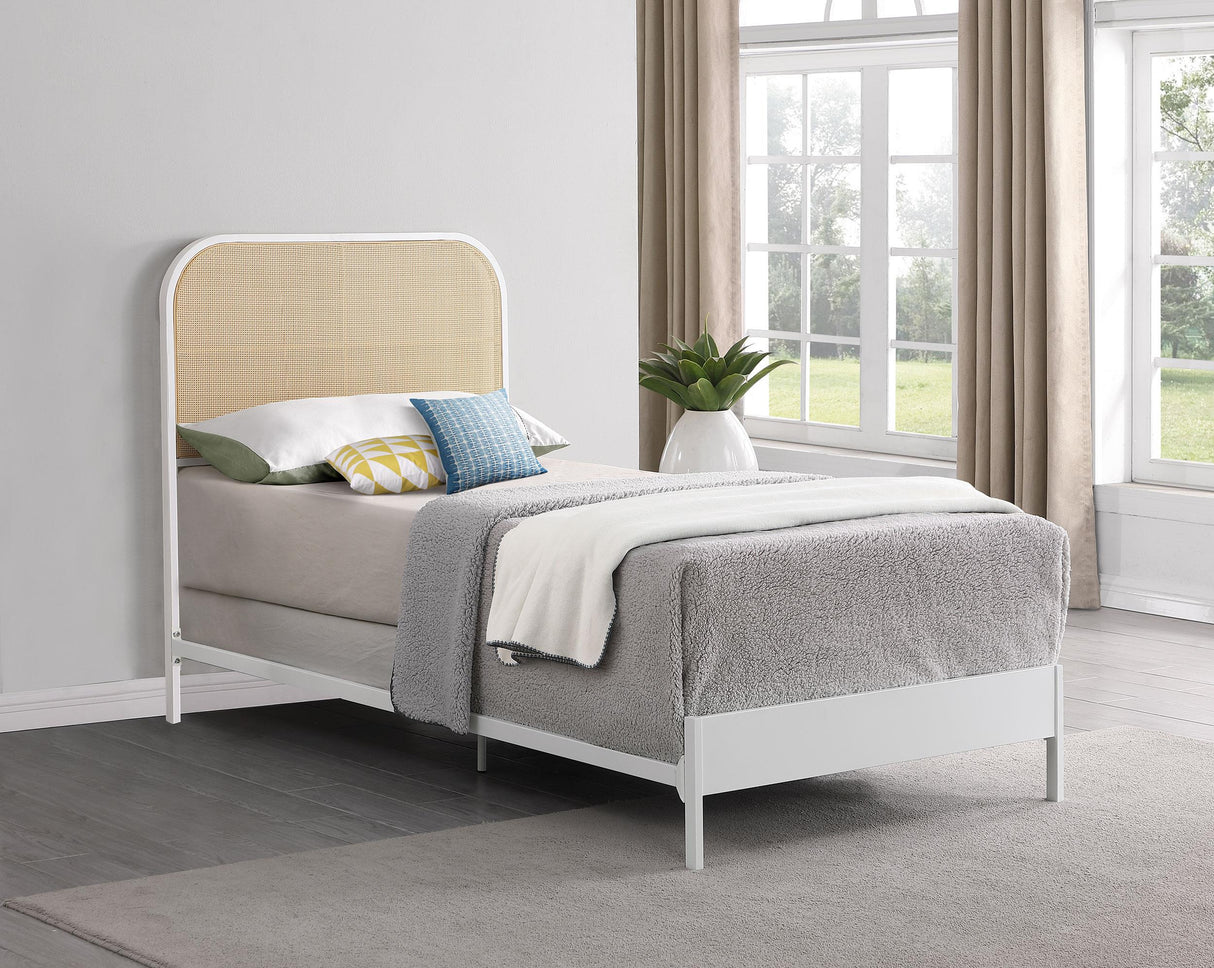 Coaster Amherst Radio Weave Rattan Metal Twin Bed White