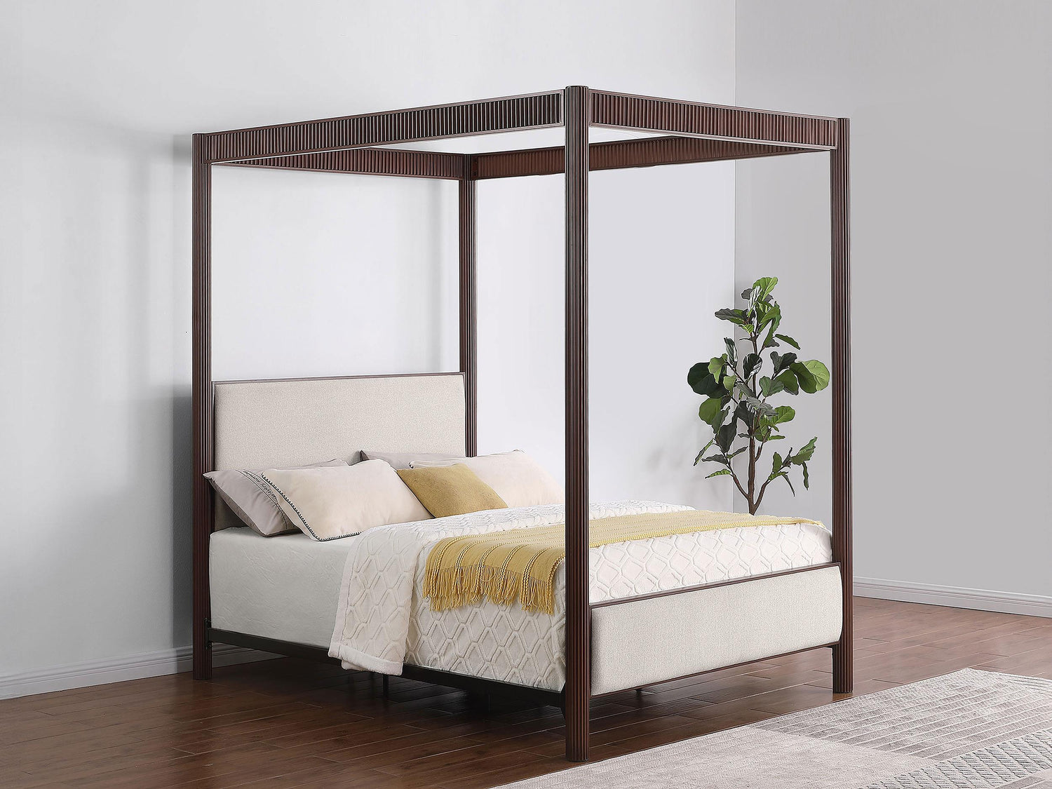 Coaster Zimmerlee 89-inch Metal Queen Canopy Bed Rust Brown