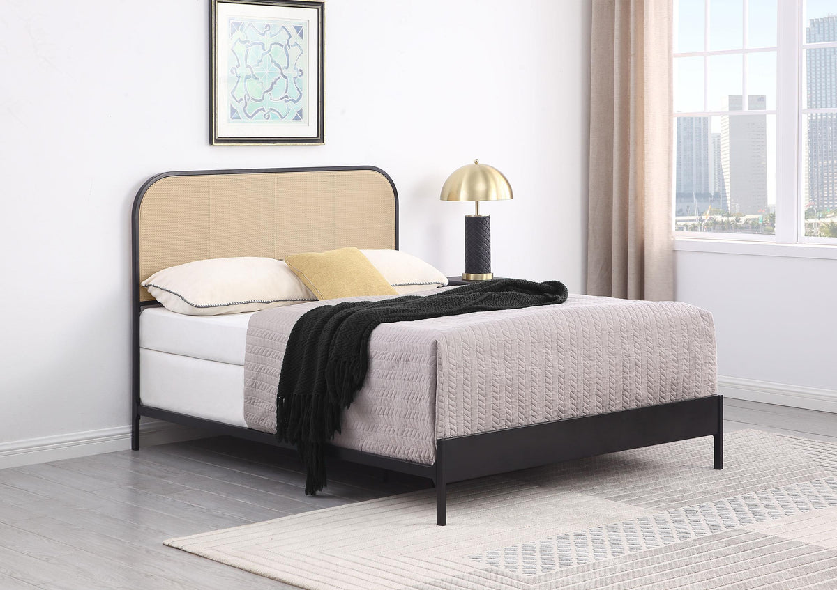 Coaster Amherst Radio Weave Rattan Metal Full Bed Black
