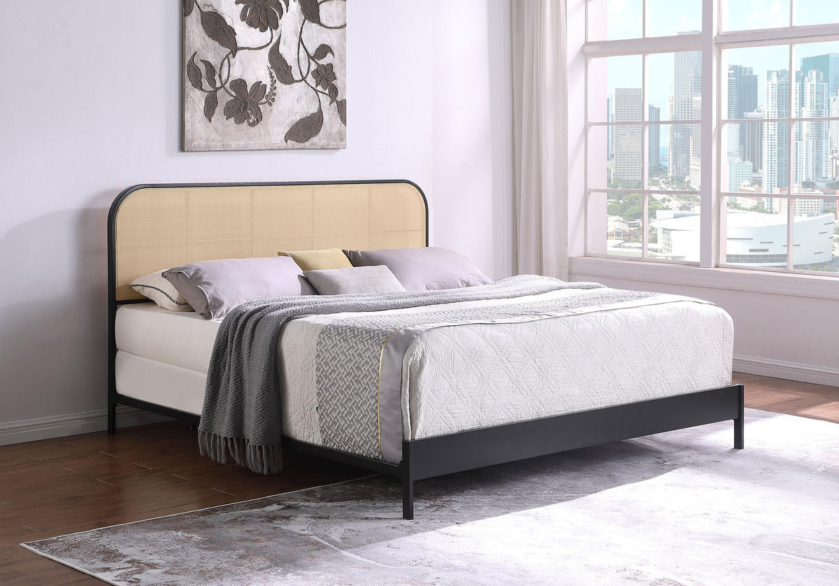 Coaster Amherst Radio Weave Rattan Metal Eastern King Bed Black
