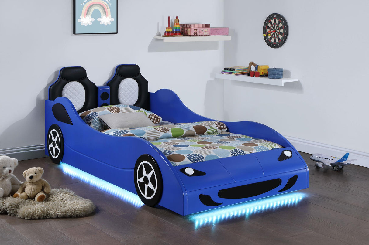 Coaster Cruiser Wood Twin LED Car Bed Blue