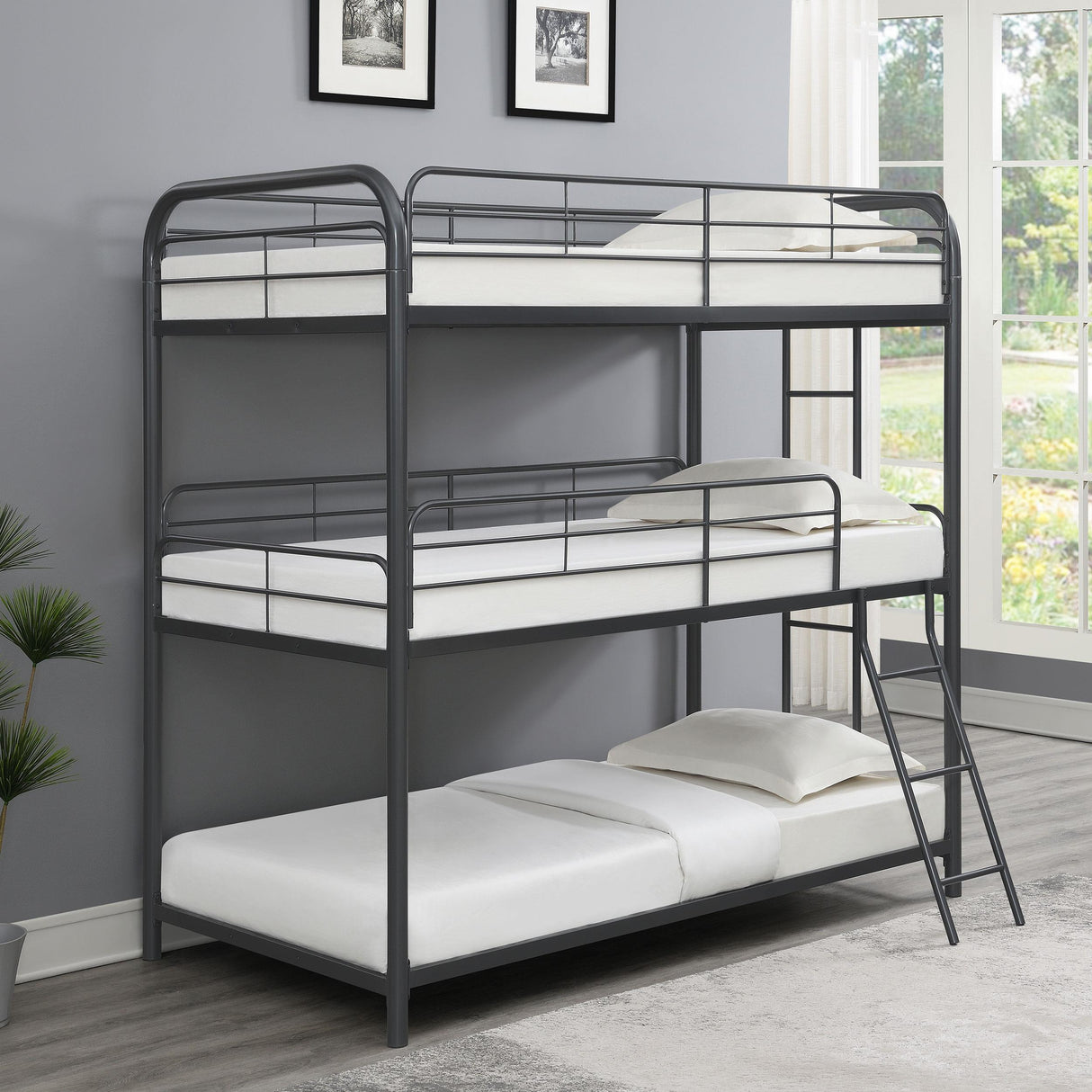 Coaster Garner Metal Twin Triple Bunk Bed Gunmetal