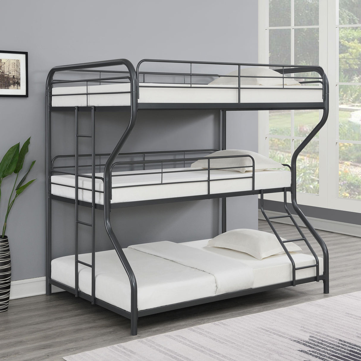 Coaster Garner Full Over Twin Over Full Triple Bunk Bed Gunmetal
