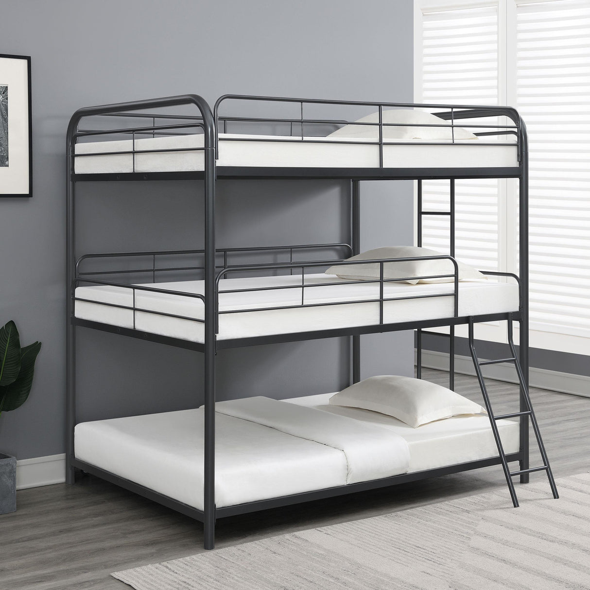 Coaster Garner Metal Full Triple Bunk Bed Gunmetal