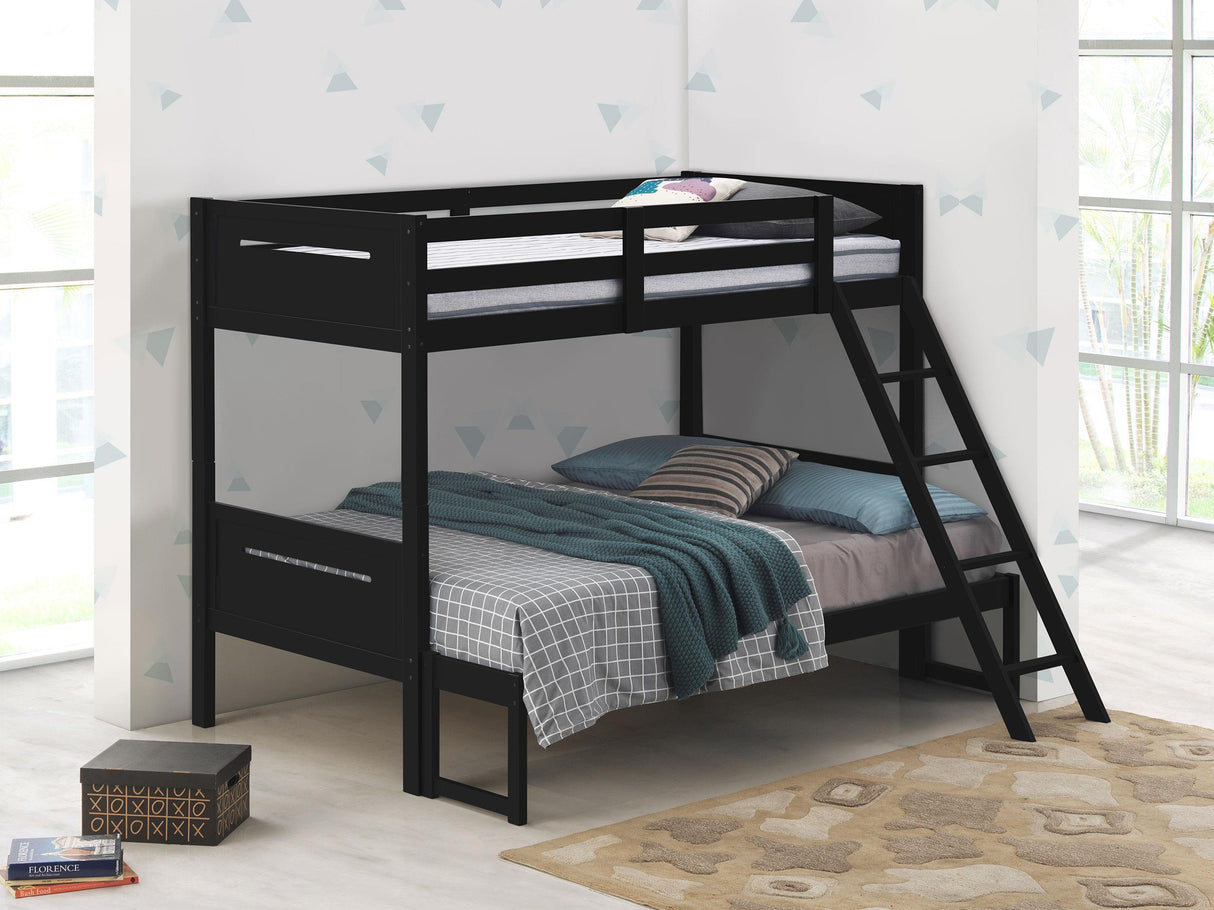 Coaster Littleton Wood Twin Over Full Bunk Bed Black