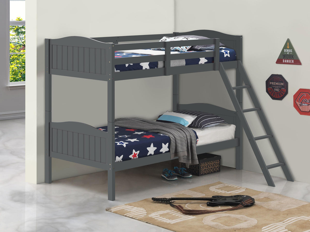 Coaster Arlo Wood Twin Over Twin Bunk Bed Grey