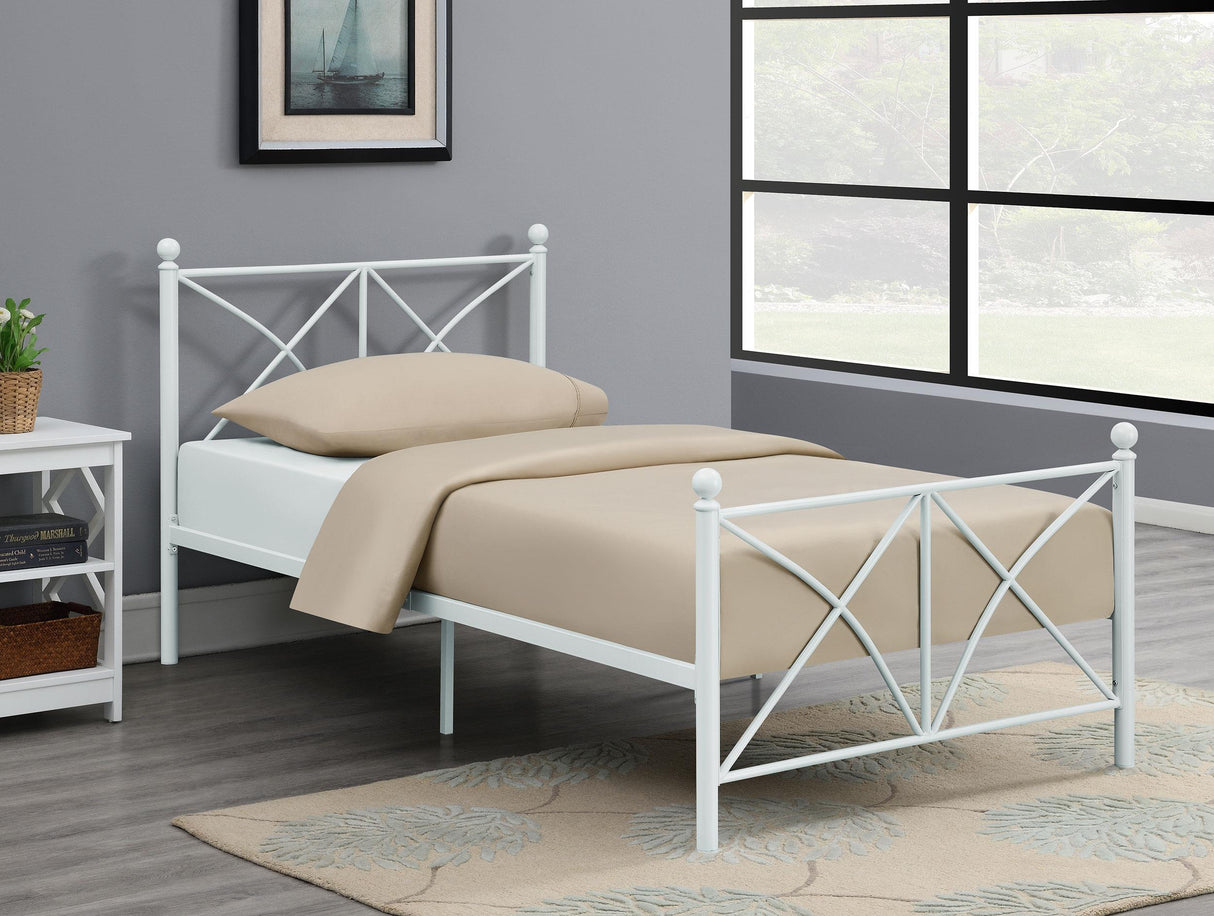 Coaster Hart Metal Twin Open Frame Bed White