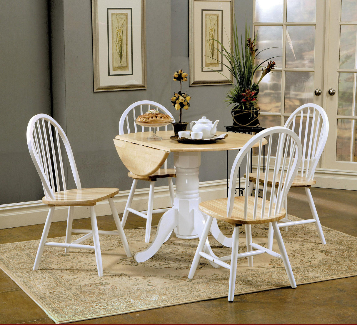 Coaster Allison 5-piece Round Drop Leaf Dining Table Set White
