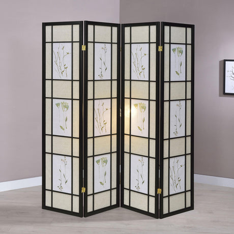 Coaster Catabella 4-Panel Room Divider Folding Shoji Screen Floral