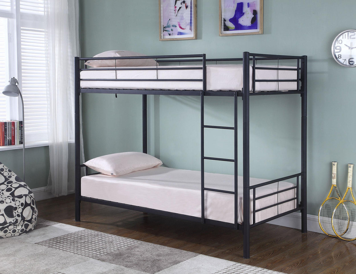 Coaster Hayward Metal Twin Over Twin Bunk Bed Black