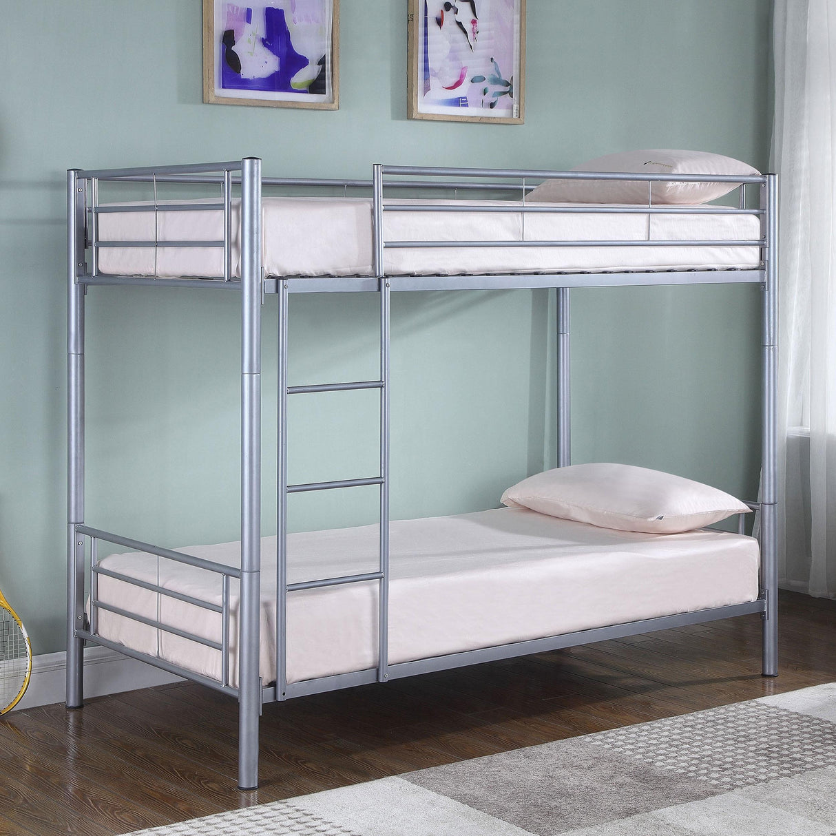 Coaster Hayward Metal Twin Over Twin Bunk Bed Silver