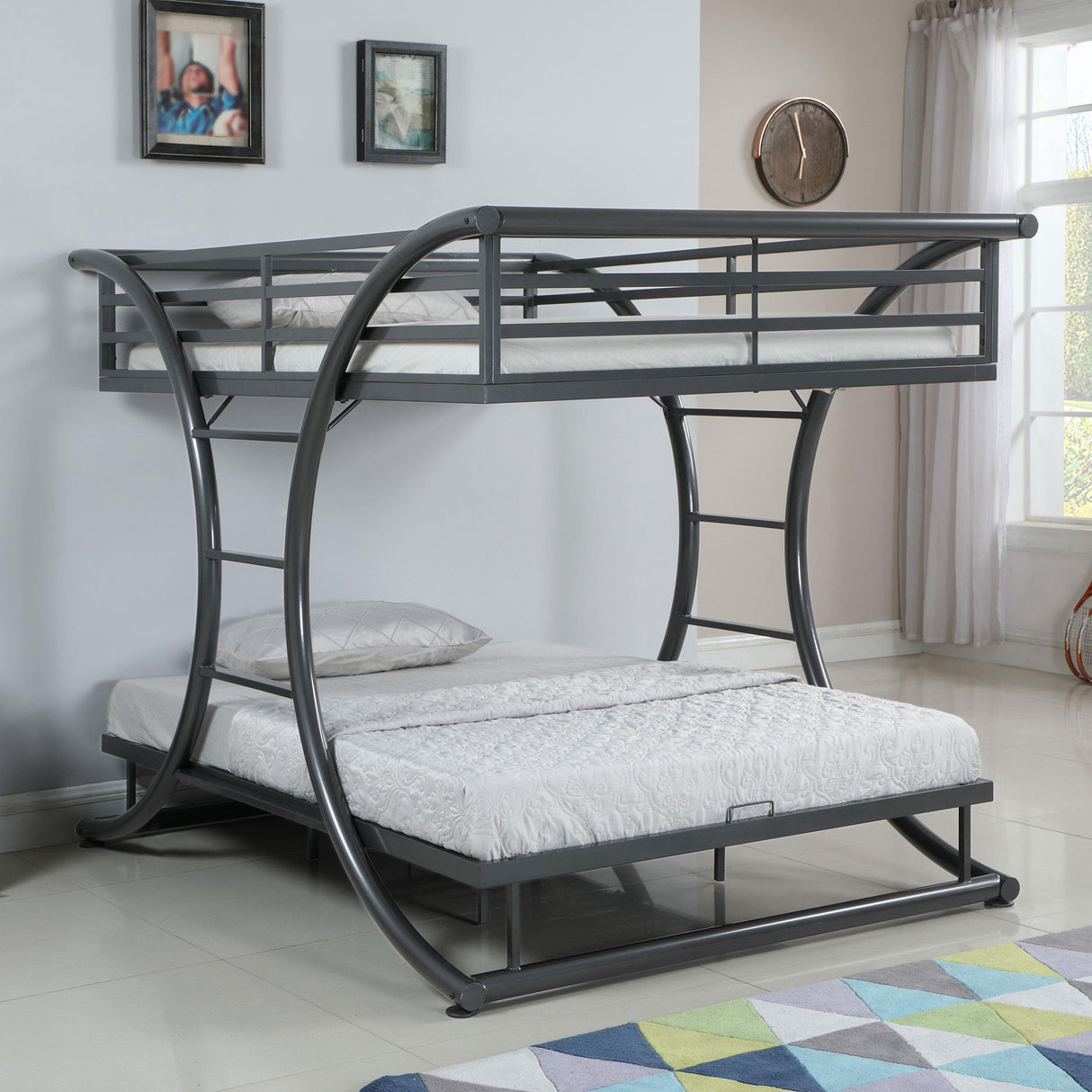 Coaster Stephan Metal Full Over Full Bunk Bed Gunmetal