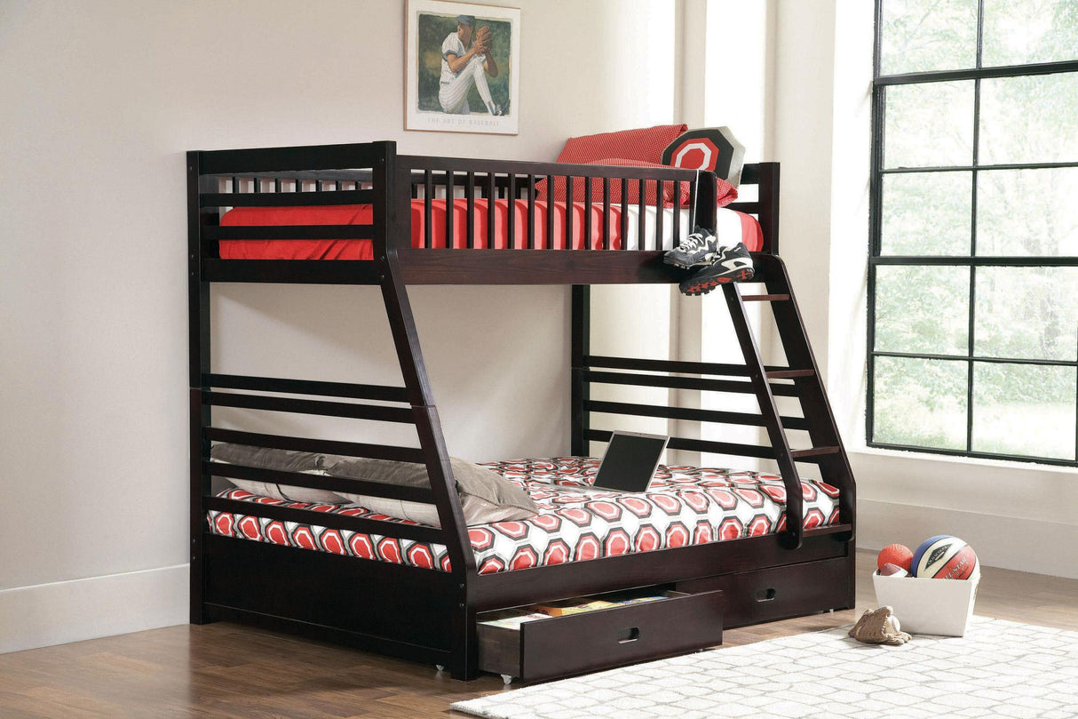 Coaster Ashton 2-drawer Wood Twin Over Full Bunk Bed Cappuccino